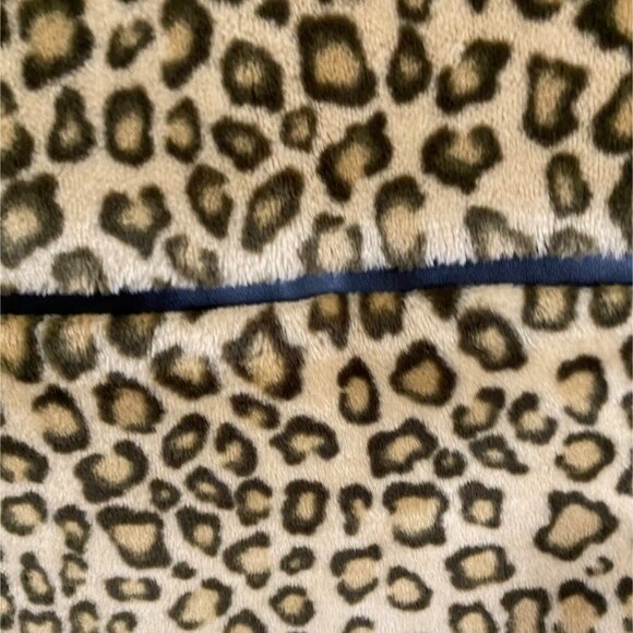 Leopard Print Faux Fur Jacket With Zipper & Black Leather Trim For Women Size S - Picture 10 of 10